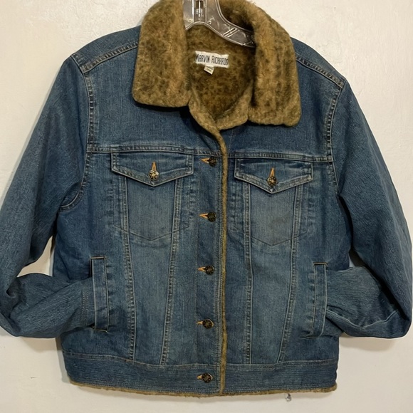 1990’s t denim trucker coat Faux fur insulated  Marvin Richard’s M - Picture 5 of 9